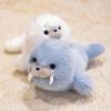 Kawaii Sea Family Plush Toys Soft Fluffy Seal Doll Cute Shark Desktop Pets Plushie Walrus Office Companion Lovely Children Gift