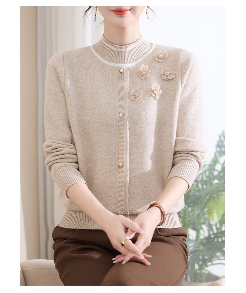 2025 Stylish Winter Fleece Top for Middle-Aged & Elderly Women - Half-High Collar Cozy Sweater with Plus Velvet Base Layer