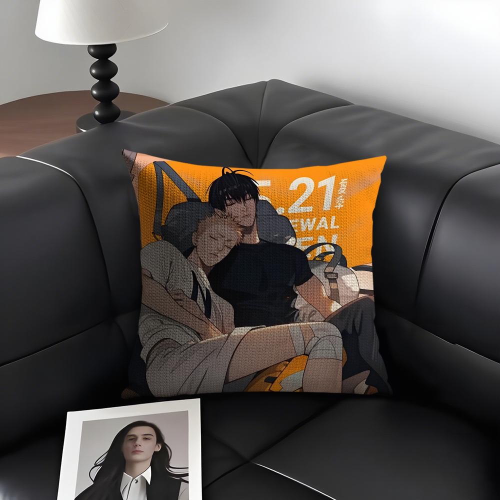BL DDays Comics Cushion Cover Natural Linen Organic Fabric DoubleSided Printing Sofa Home Decor Gift Pillow Case