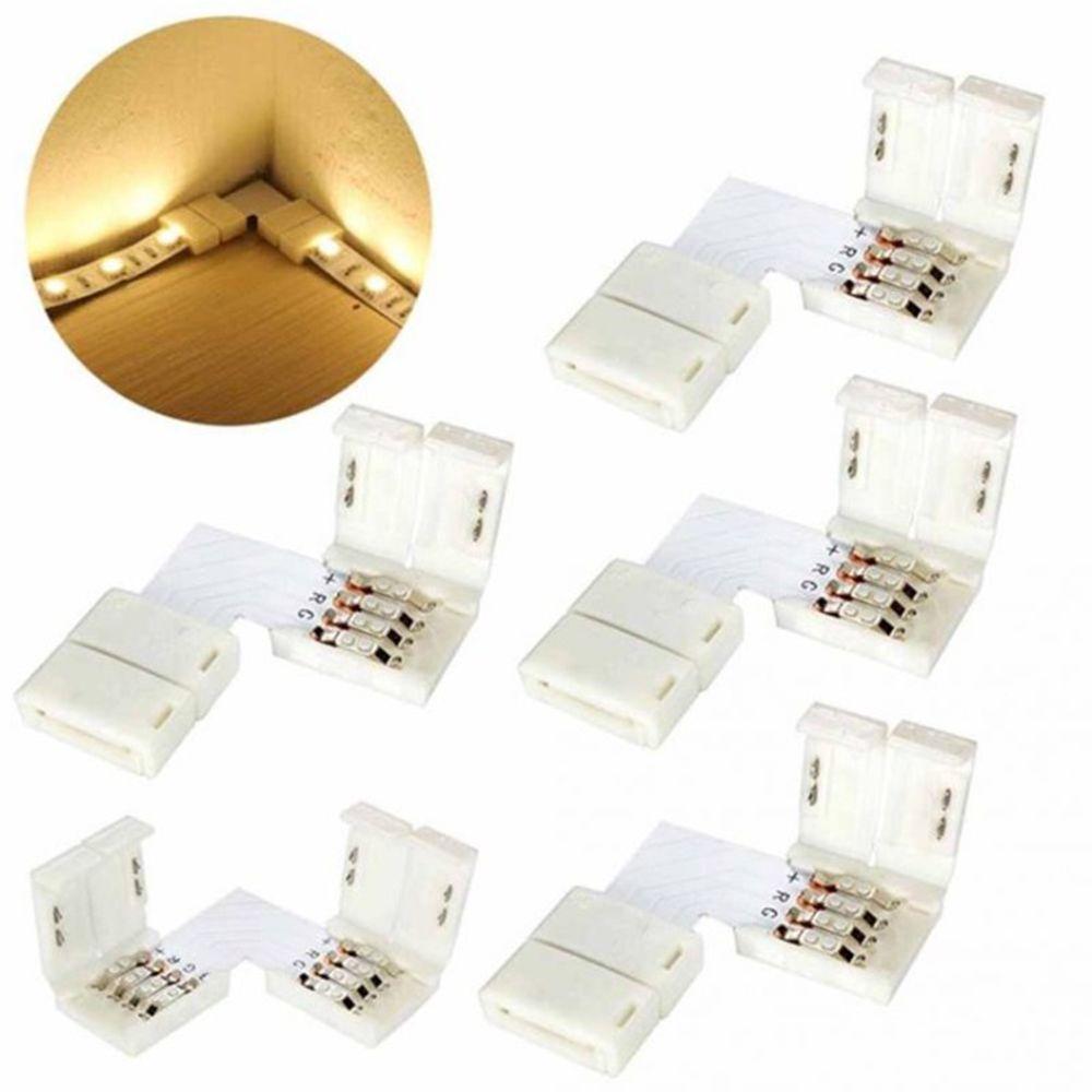 10Pcs 4Pin Corner Splitter LED Strip NO Soldering Light Connectors RGB 5050