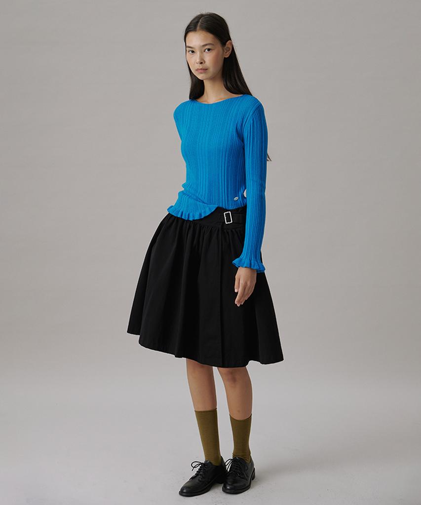 Tudment A-Line Flared Wrap Skirt_Black