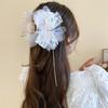 Заколка для волос с цветами из марли, стразы, зажим для захвата, новый зажим для волос в виде акулы, аксессуары для волос