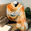 180*135cm Summer Silk Scarf Women Outdoor Shawl Bandanna Foulard Female Beach Fashion Luxury Oversized Shawl Head Hijab Wrap