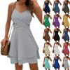 Женское освежающее платье без рукавов, повседневное однотонное свободное платье с открытой спиной и молнией