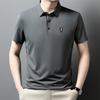 Футболка с коротким рукавом Ice Silk Traceless, мужская деловая повседневная рубашка поло с отворотом и коротким рукавом, топ