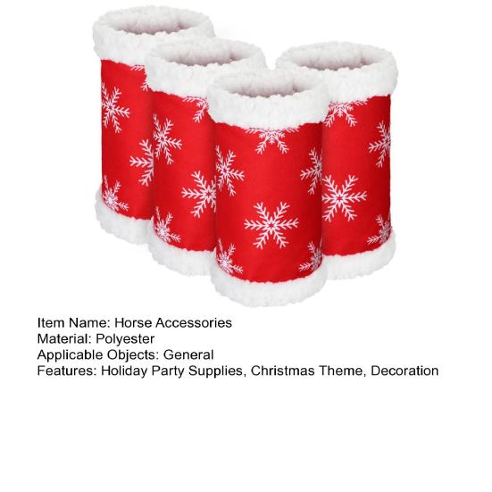 1/4/7Pcs Horse Christmas Costumes Red Santa Hat Horse Saddle Pad Leg Wraps Decoration Accessories