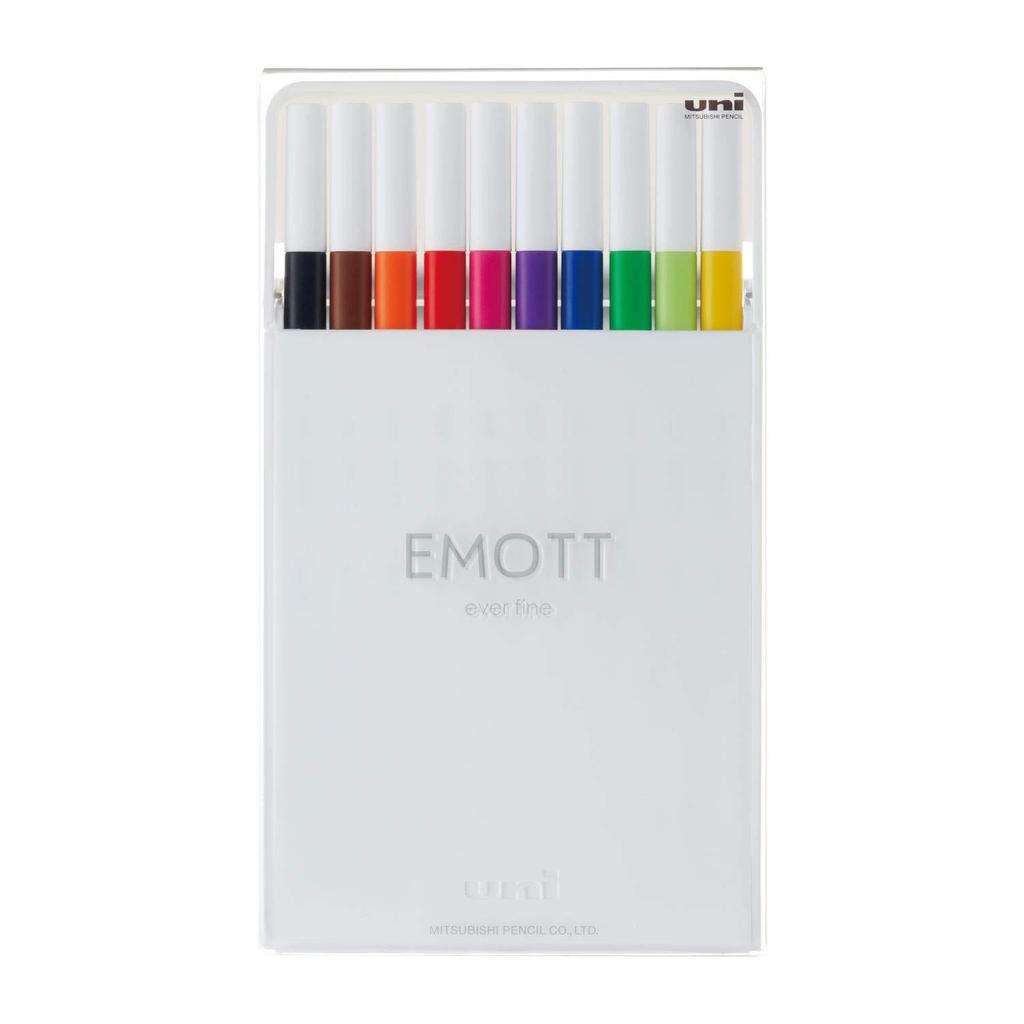 Водобазовый маркер Mitsubishi Pencil EMOTT, 10 цветов, Нет. 1, PEMSY10C.NO1