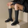 Мода 2025 Осень Зима Новые Женские Высокие Сапоги Ботинки Челси Коровья Кожа Круглый Носок Каблук Женские Сапоги До Колена Женская Обувь Молния
