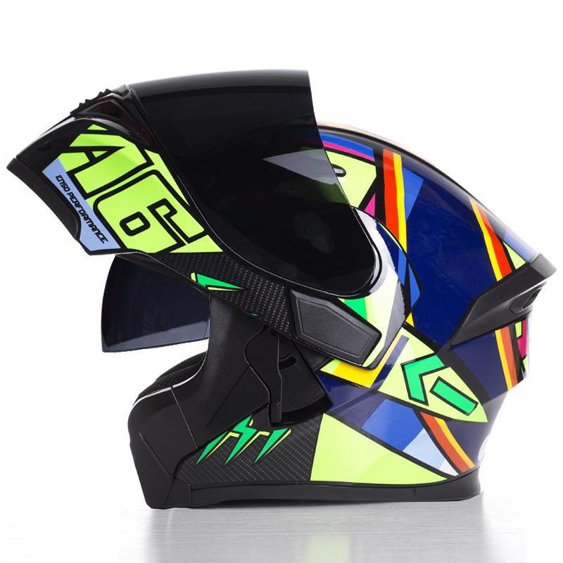 Мужской взрослый мотоциклетный шлем Крутой мотоциклетный шлем-фулфейс Полностью закрытый Мужской Женский Всесезонный Спортивный шлем-открывашка 2025