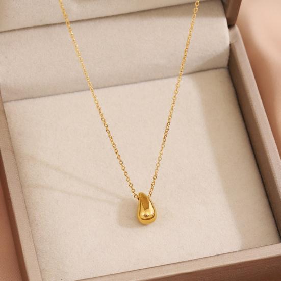 Женское ожерелье с подвеской в виде капли воды, полированная титановая сталь, чистая цветная цепочка на шею