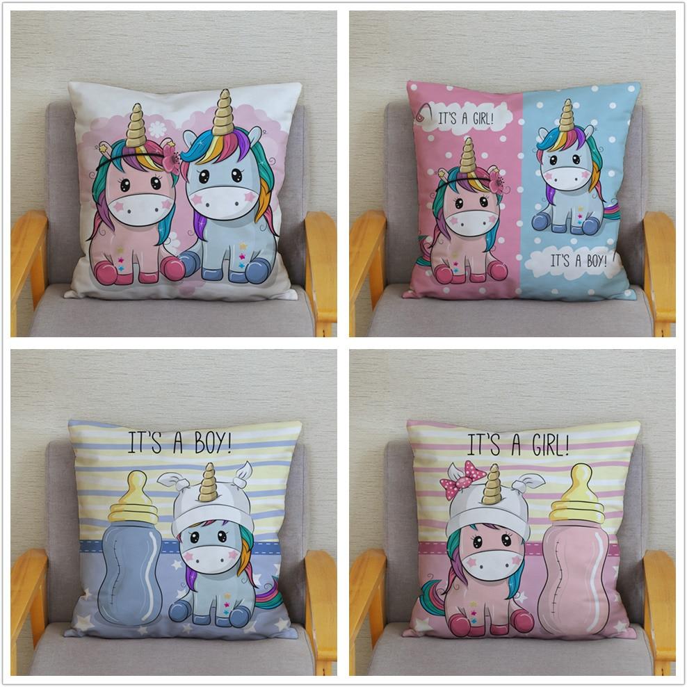 45*45 квадратная наволочка для домашнего декора, наволочка, наволочка с милым мультяшным принтом единорога, наволочка