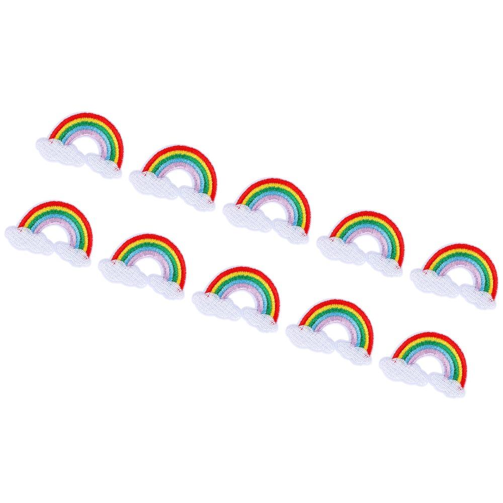 10pcs Colorful Cloth Patches Rainbow Pattern Iron On Patches Sew On Patches Clothes Decoration