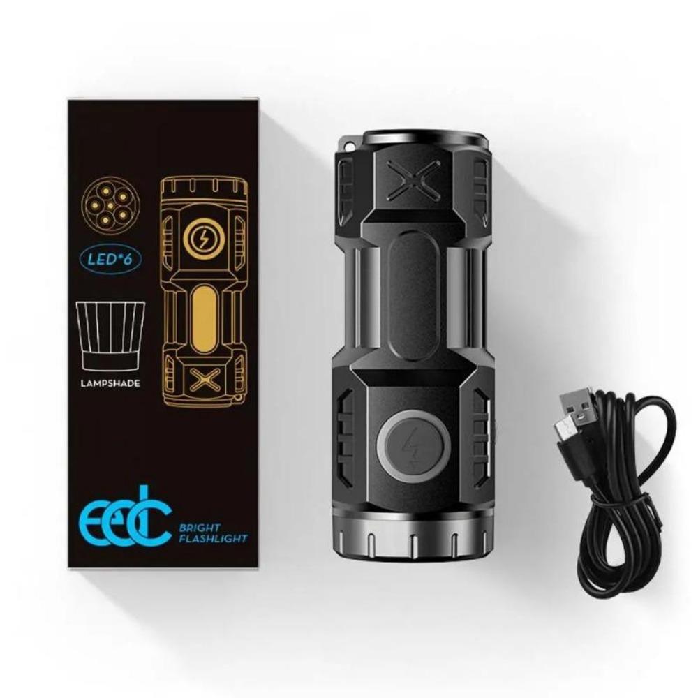 4000MAH Mini Led Flashlight USB Rechargeable Torch Powerful Work Light with Side Light and Shade Camping Lantern with Tail Magnet