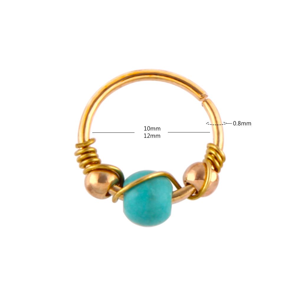 Turquoise Wire Nose Ring & Stud Ear Bone Ornaments - Body Piercing Jewelry