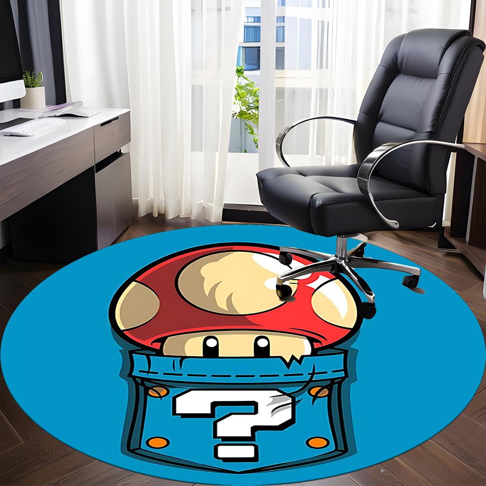 1pc Mario Mushroom Mystery Office Round Area Rug, Under Office Chairs Bedroom Living Room Home Decor a0926205