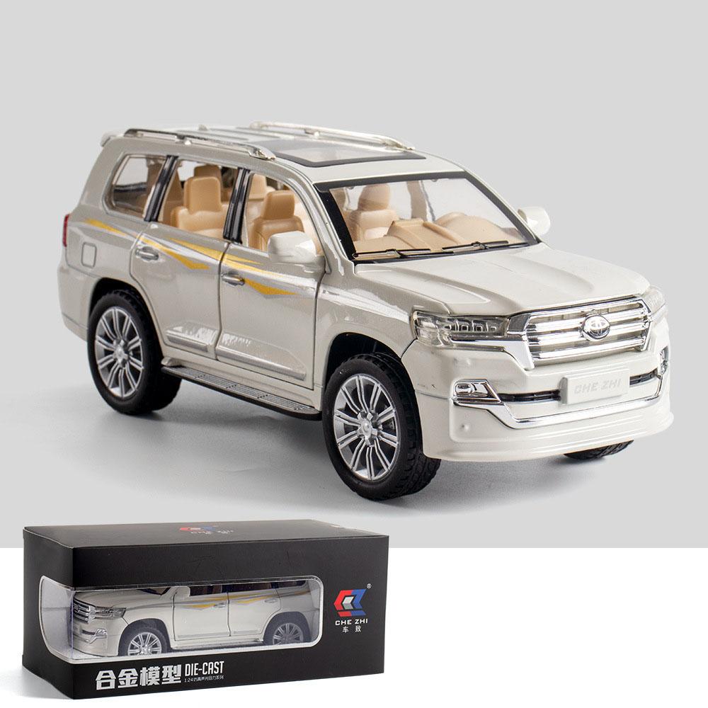 Масштаб 1/24 Toyota Land Cruiser, литая под давлением модель автомобиля, игрушечный автомобиль с откатным механизмом, звуком и светом для детей, коллекция подарков для мальчиков и девочек