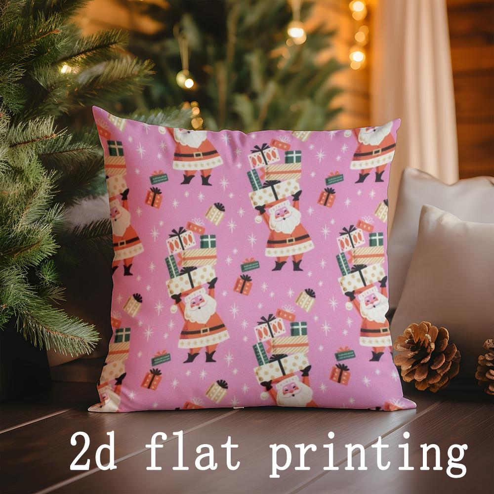 Home Decor Christmas Santa Pattern Pillowcase Suitable For Sofa Bedroom Car Pillow Cover Cushion Rectangular Back Cushion