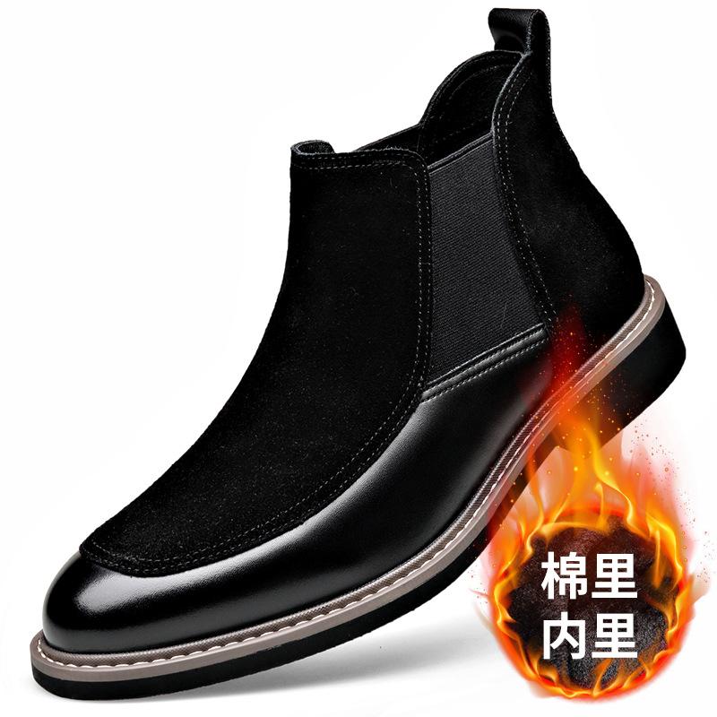 Модные мужские ботинки челси из коровьей замши осень-зима, модные повседневные кожаные туфли, мужские высокие дизайнерские ботильоны для мужчин