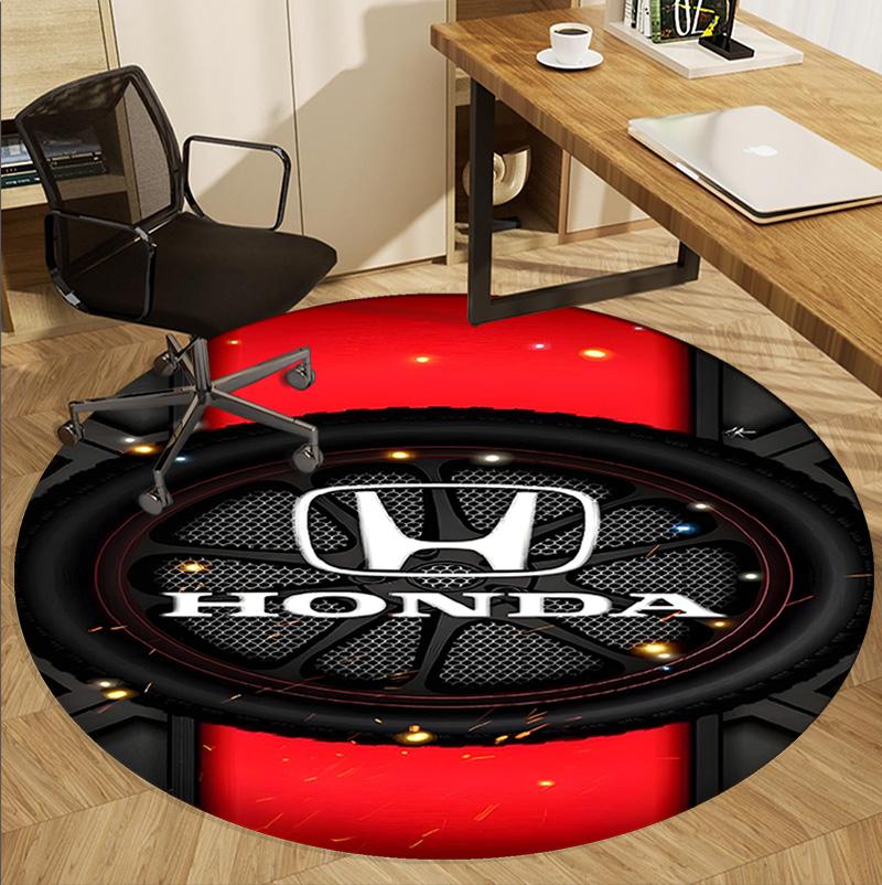 Honda Pattern Round Rug, Indoor/Outdoor Mat, for Picnic, Gameroom, Bedroom, Office, Living Room, Home Decor Carpet, Birthday Gift