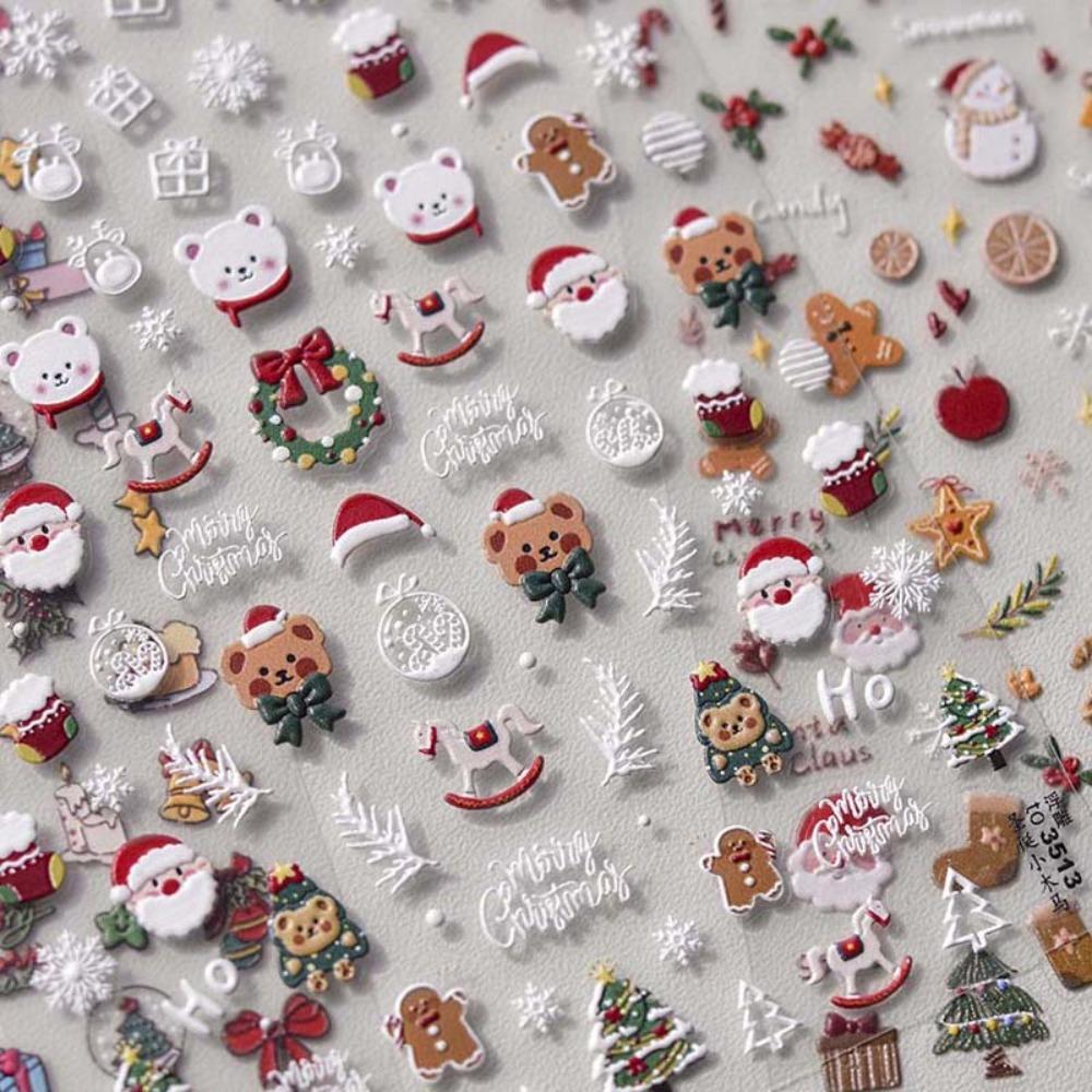 Embossed Stickers Christmas Nail Decals Christmas Nail Charms Christmas Nail Decorations  Winter