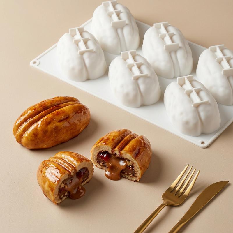 Modern Style Silicone Chocolate Mold for Pecan Nuts Food Grade with Artistic Mousse Cake Design for Elegant Desserts