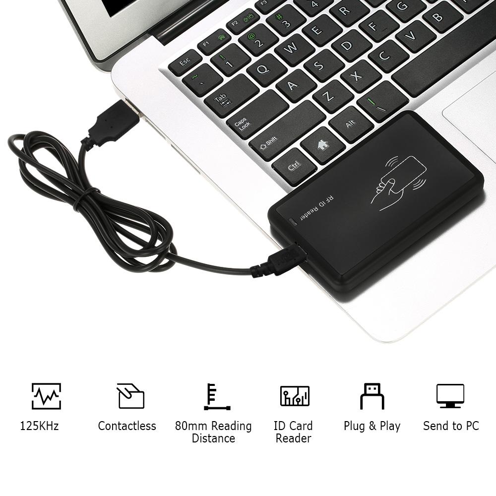 Бесконтактный считыватель RFID-карт, 125 кГц USB-считыватель идентификационных карт, настраиваемый датчик приближения EM, смарт-карта