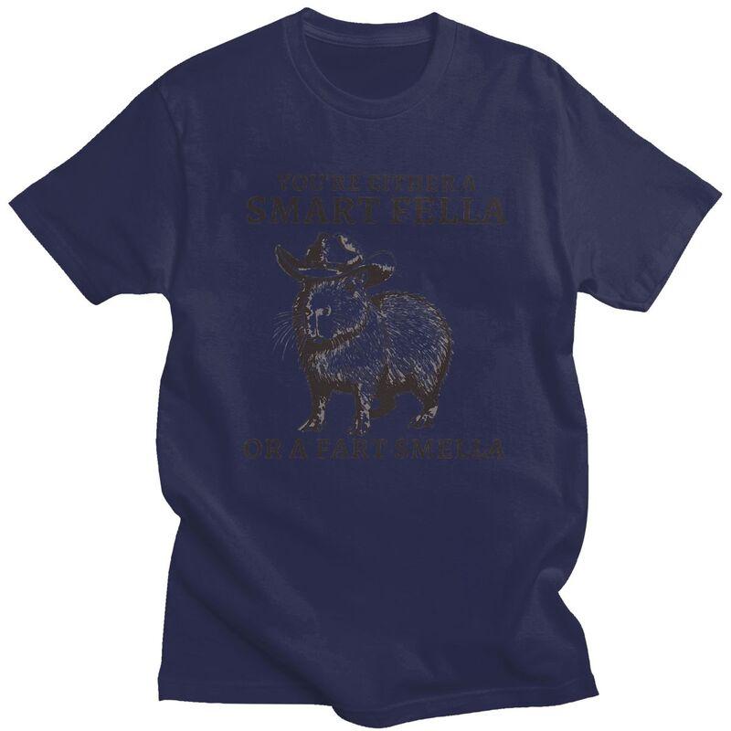 Funny Capybara YouRe Either A Smart Fella Or A Fart Smella Tshirt Unisex Short Sleeves Clothing Loose Fit 100 Cotton Tee Tops