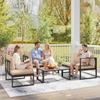 4-Piece Garden Furniture Set, Sofa Set with 2 Two-Seaters, Armless Chair, Coffee Table, for Balcony, Khaki
