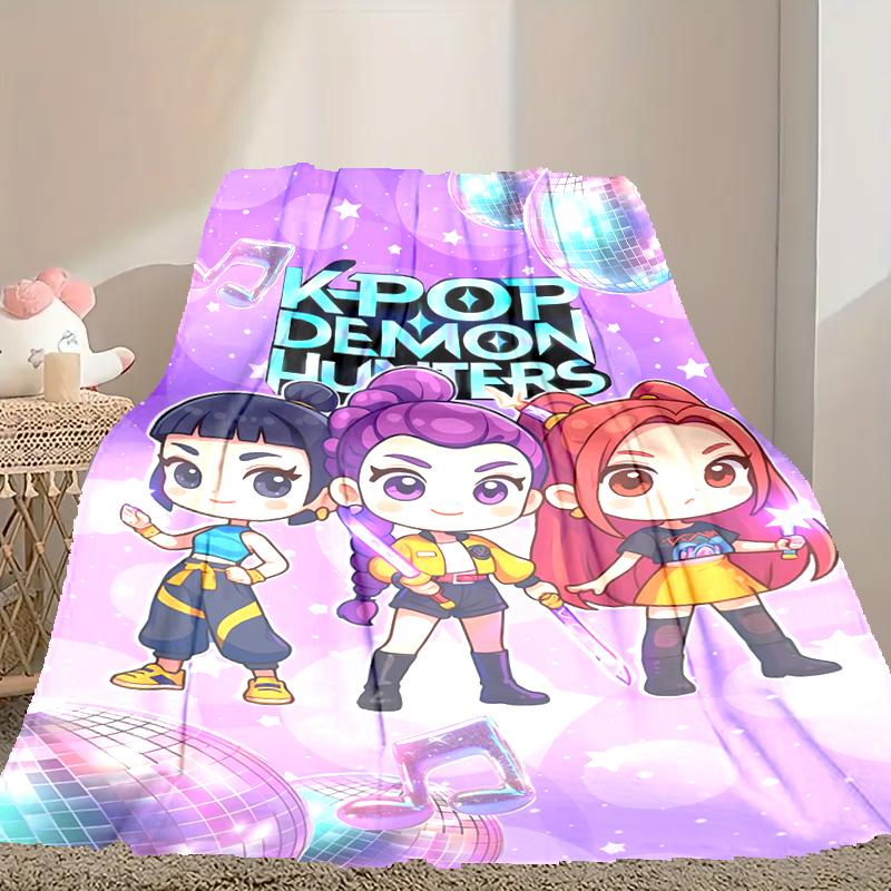 1pc Kpop Demon Hunters Blanket, Home Printed Throw Blanket - Soft Blanket Gift for Family, Washable Sofa Bed Blanket