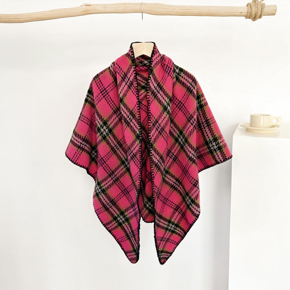 New Triangular Scarf Ralph Old Money Style Maillard Shawl Scarf Women's Winter Coffee Colored Scarf Plaid Shawl