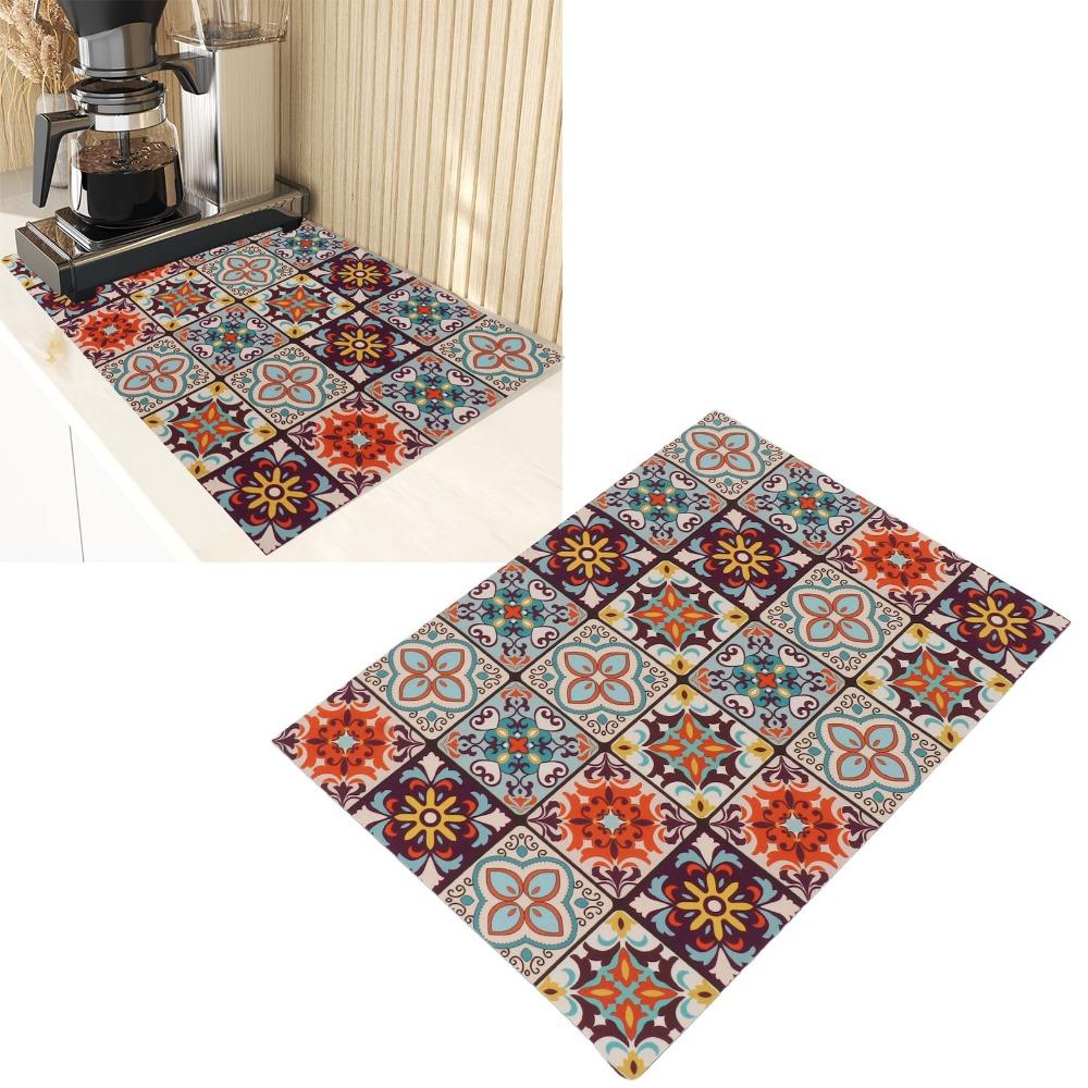 Multicolored Coffee Bar Mat Waterproof Coffee Maker Mat Versatile Table Placemat Kitchen Use