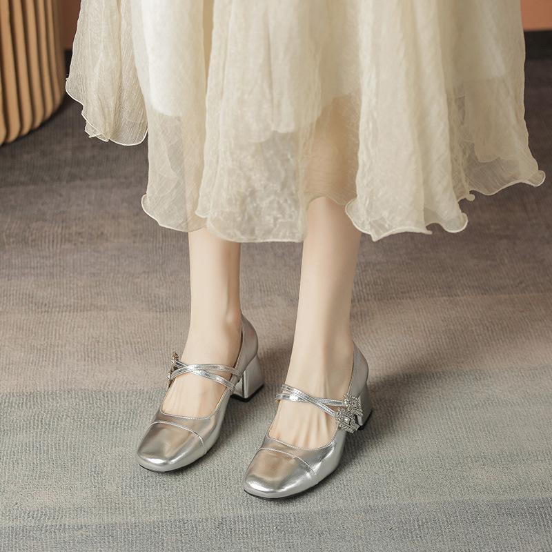 Кожаные балетки для женской обуви Хуэйчжоу, такие же туфли на высоком каблуке, как у Су Иинь, черные, для работы, туфли Мэри Джейн, на высоком каблуке