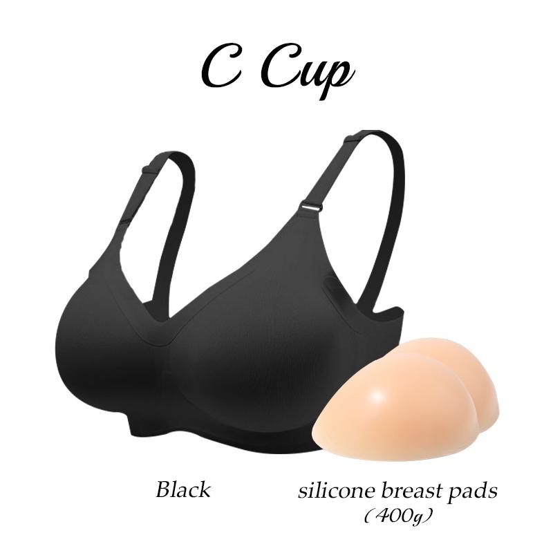 Silicone Breast Form Bra Detachable 2-in-1 Drag Queen Crossdresser Sexy Flat Chest Larger B/C/D/E Cup Cosplay Men Converge Chest