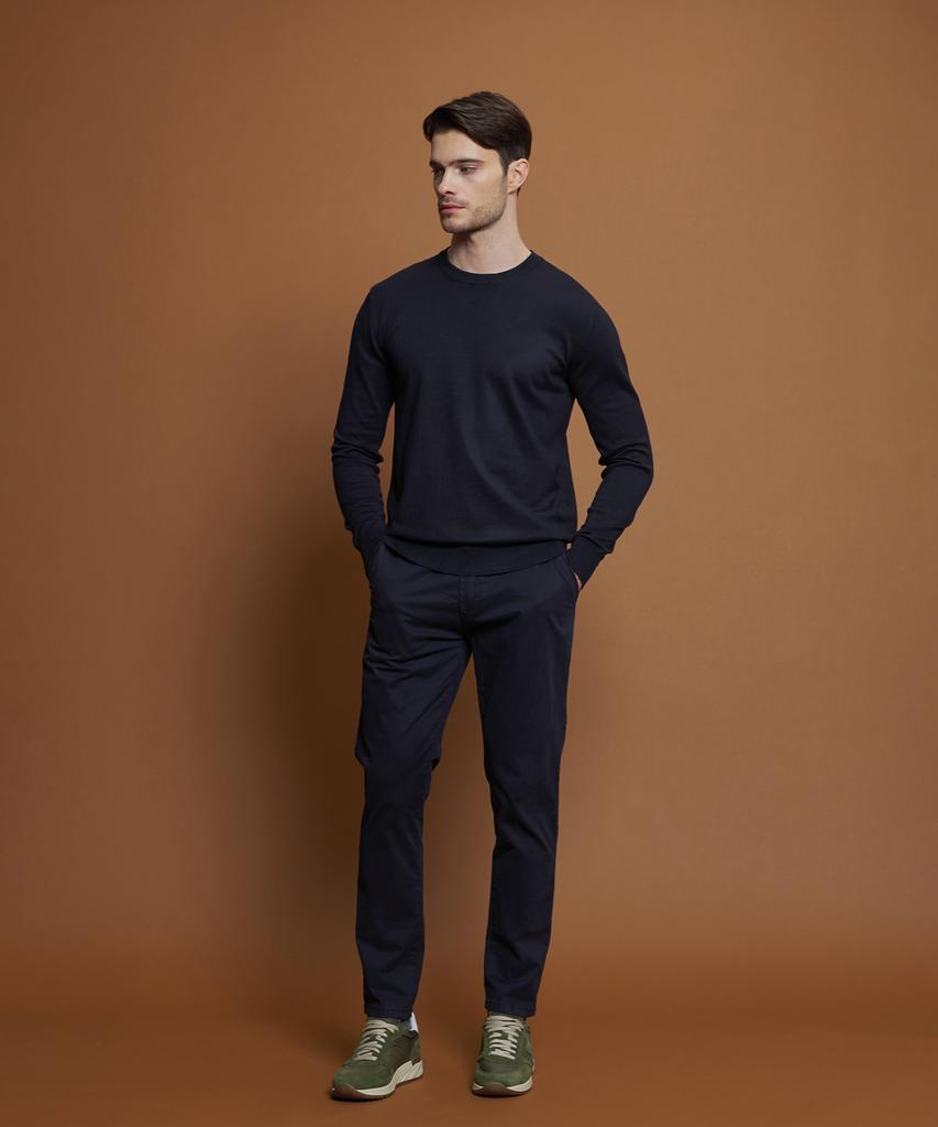 PANICALE Navy Viscose Blend Round Knit