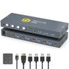 KVM-переключатель USB 3.0 с 4 входами HDMI и 1 выходом, позволяет 4 ПК использовать один монитор, оснащен 4 USB 3.0 хабами, поддержка 4K@60Hz, Беспроводная клавиатура и