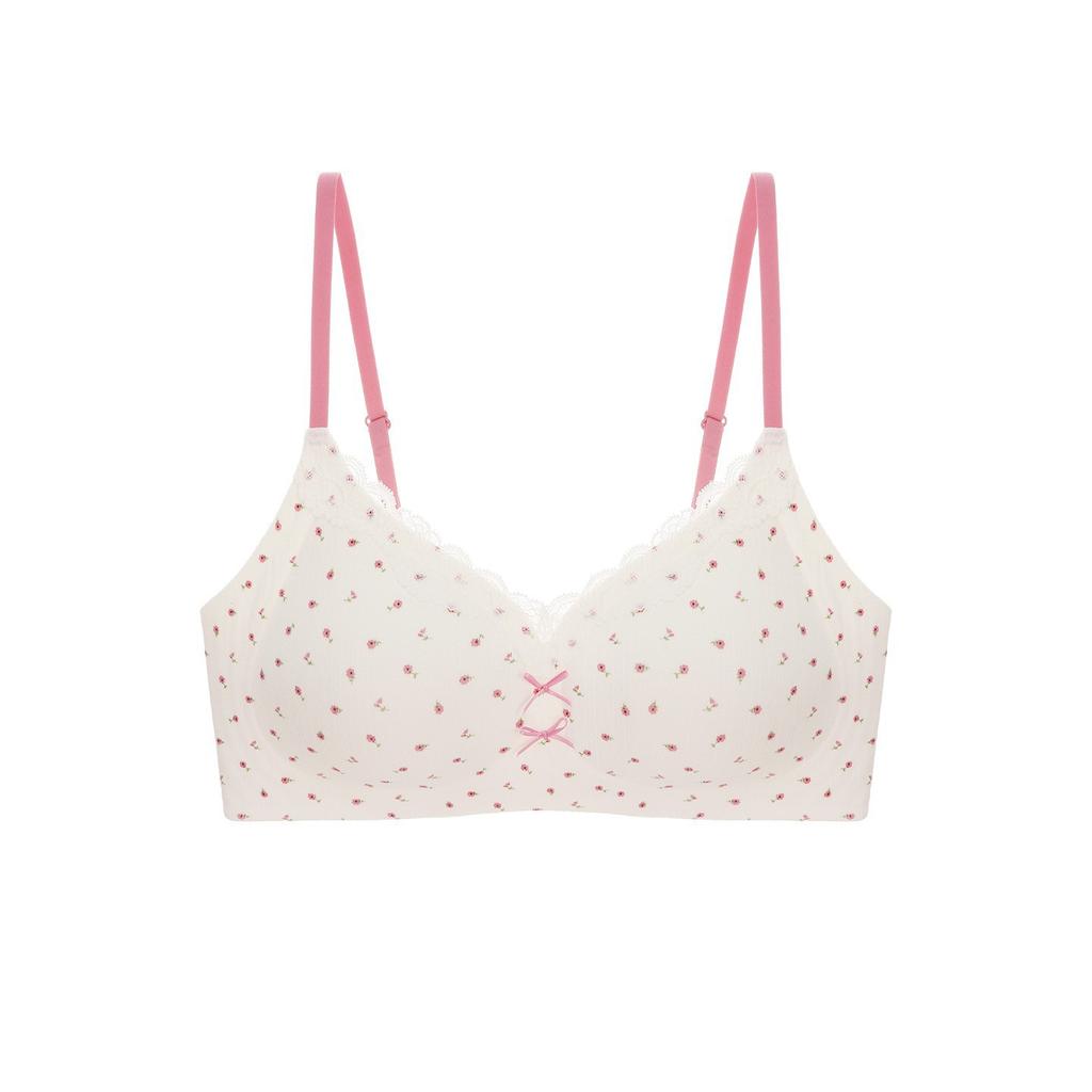 Traceless lace polka dot steel rim underwear girl comfortable small breasts gather soft support pull close breast bra