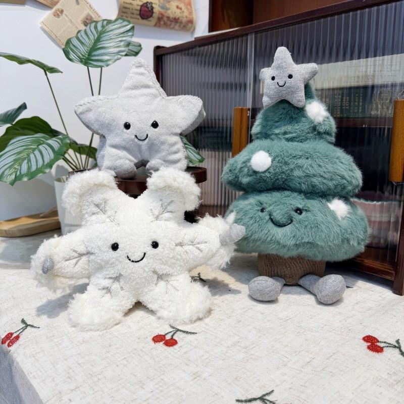 Plush Christmas Tree Star Snowflake Ornament Stuffed Toy Holiday Decor Gift Couples