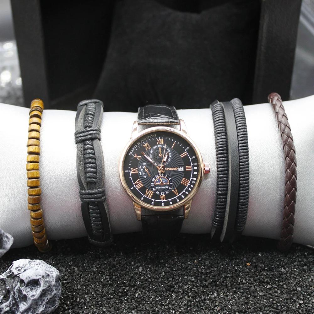 Набор из 5 предметов, роскошные брендовые женские часы, стильные простые итальянские часы с браслетом для любой сцены, в комплект входит коробка для браслета