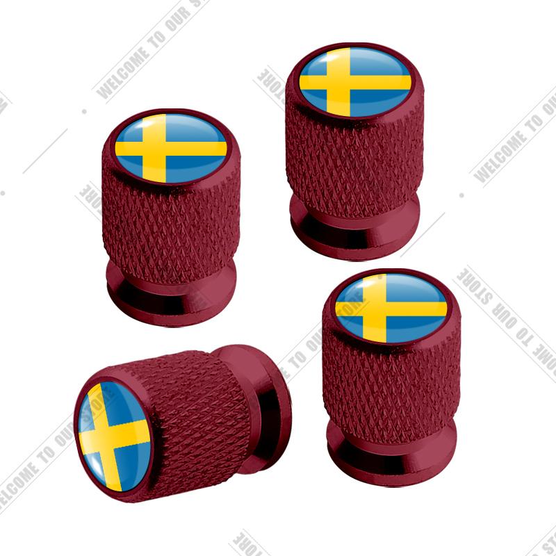 Car CNC Aluminum R Design Sweden Flag Emblem For Volvo XC40 V90 S60 S80 S90 XC60 XC90 4pcs Tire Valve Air Port Stem Cover Caps