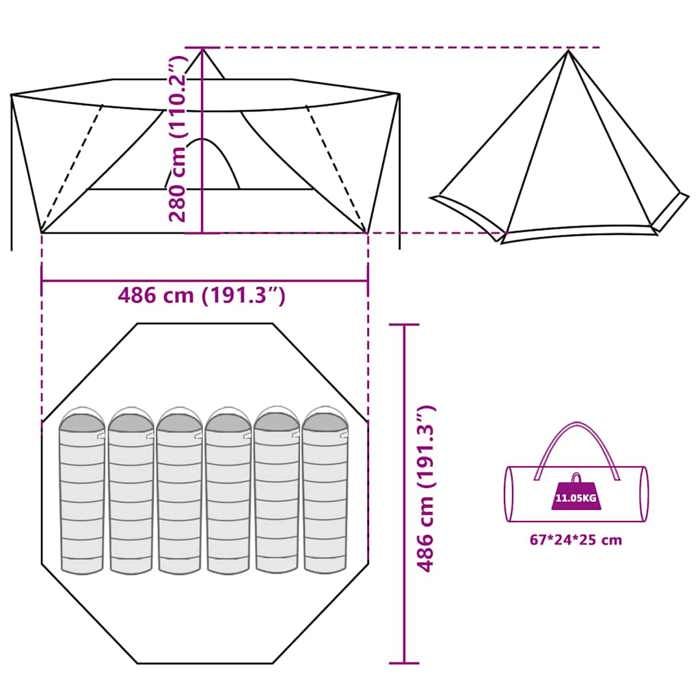 VidaXL Family Tent Teepee 8 Person Green Waterproof, Tent, Camping Shelter, Garden Shelter, Camping Tent 4009445
