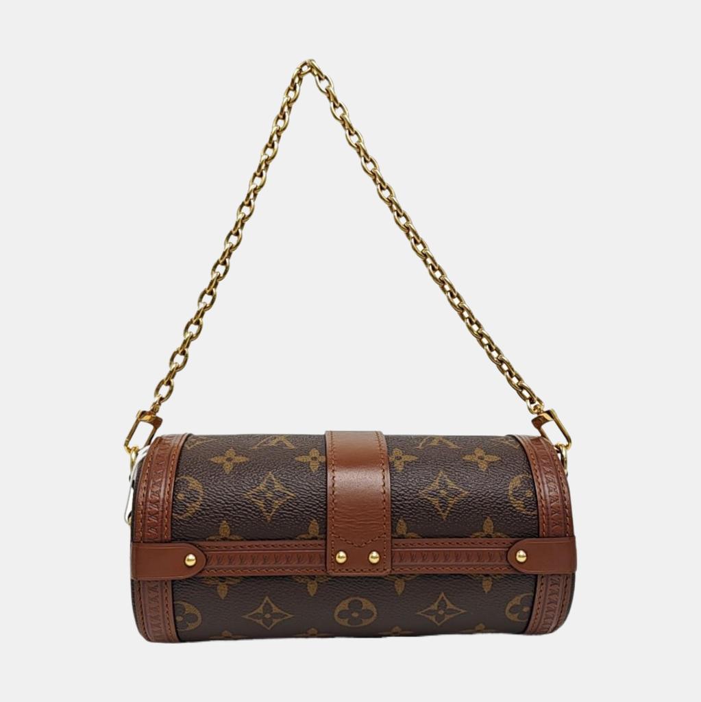 [Pre-Owned] Papillon Trunk Monogram Chain S-Lock Closure Coated Canvas With Leather Trim Shoulder Bag - Very Good #1IJCEMJ