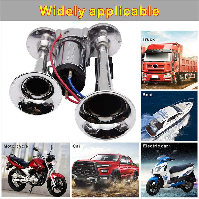 150db Car Electric Loud Horn Dual Trumpets Speaker Auto 12v Air Horn Siren Sound Security Alarm Signal for Train Truck Boat SUV