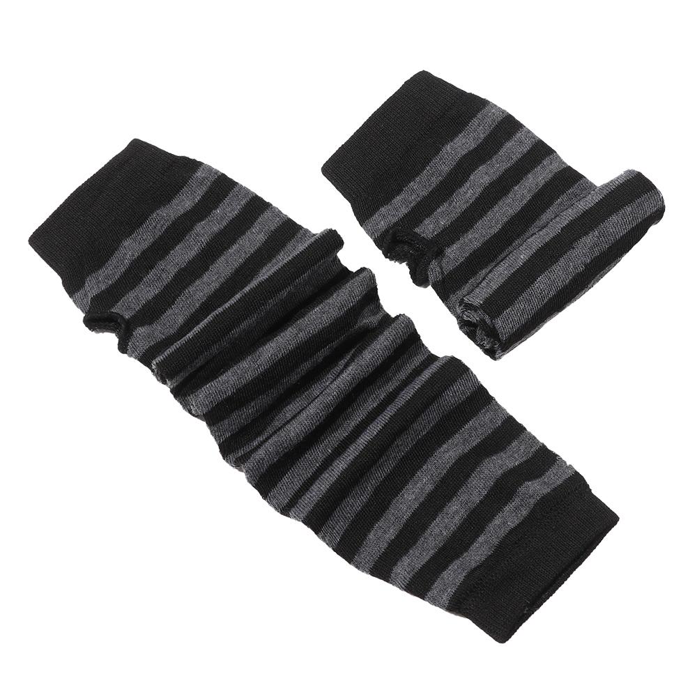Полосатые вязаные нарукавники с длинным рукавом, перчатки без пальцев, длинные перчатки до локтя, митенки