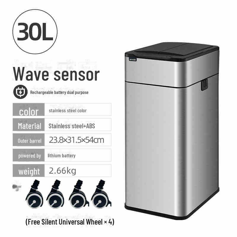 Jieanhui Smart Induction Trash Box с крышкой для ванной комнаты, кухни и гостиной - Автоматическая упаковка