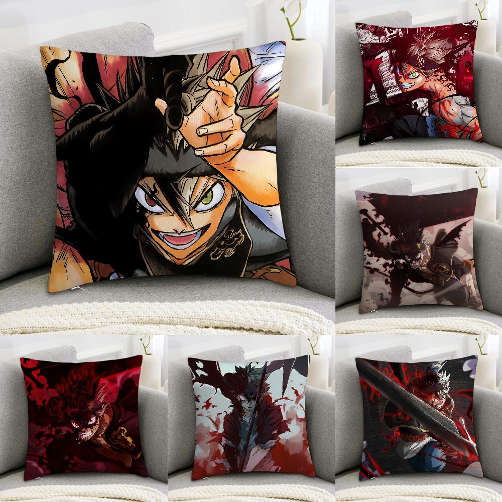 Cartoon Black C-Clover Pillow Case Sofa Decorative Home Double-sided Print Plush Square Throw Pillow Covers Cushion Decor Cover