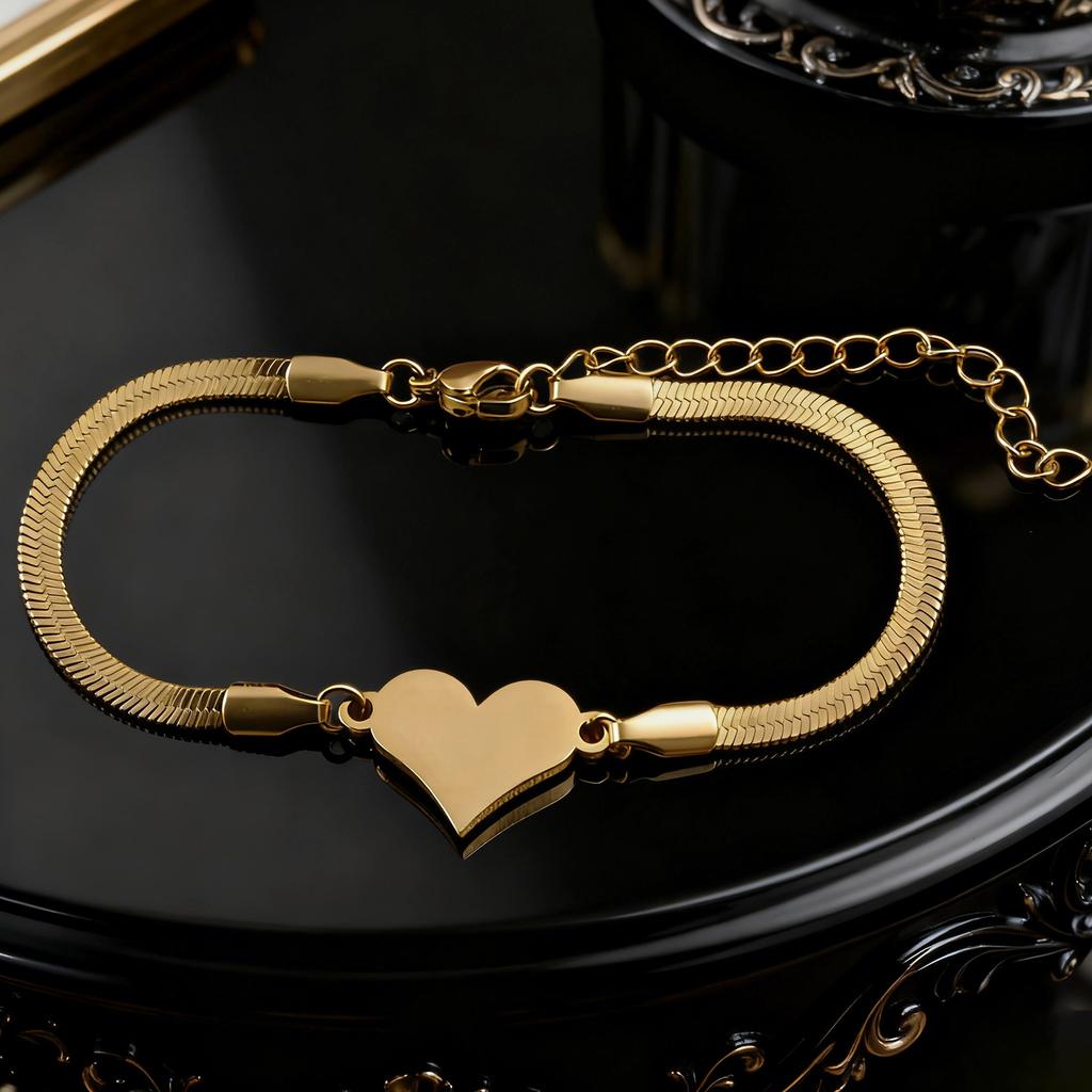 Atoztide Engrave Name Heart Star Bracelet For Women Men Stainless Steel Jewelry Blade Chain Personalized Couple Christmas Gift