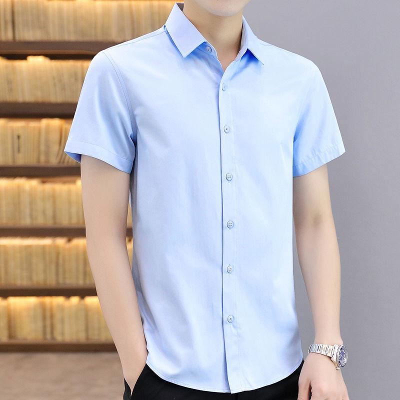 Printed Short-sleeved Shirt Men's Summer Trend Handsome Ice Silk Shirt Casual Handsome Summer Fashion Men's Inch Clothes