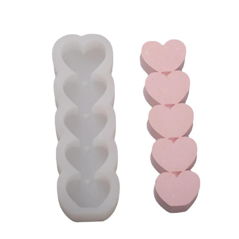 3D Five-link Love Column Candle Silicone Mold Creative Baking Chocolate Korean Aromatherapy Mold