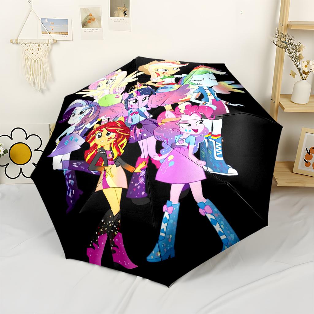 My Little Pony Friendship Portable Automatic Umbrella Compact 8-Rib Design Sturdy Construction Travel Essential Fashion Lovers Stylish Gift for Women