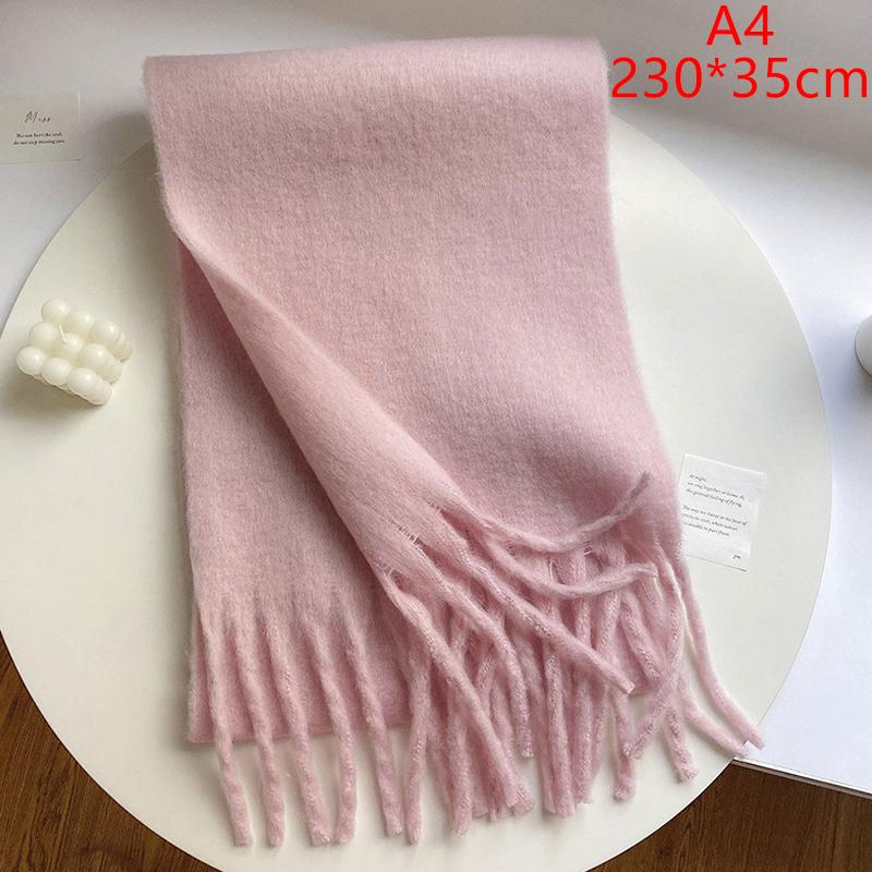 Solid Color Warm Women'S Winter Scarf Thickened Knitting Thick Tassel Shawl Scarf Women Men Scarf Accessories